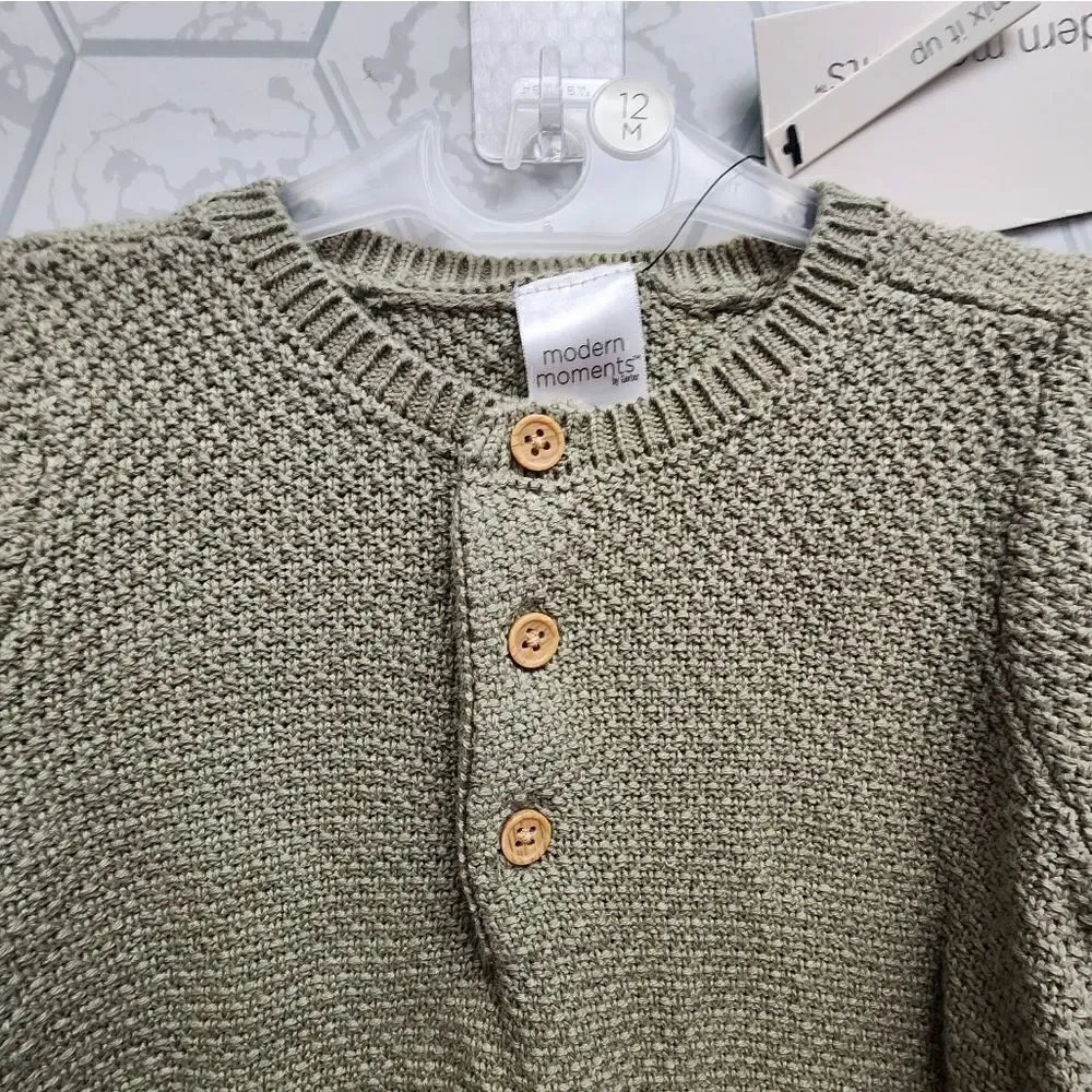 Nwt Modern Moments by Gerber Baby Boy, Baby Girl, & Unisex Sweater Knit Coverall